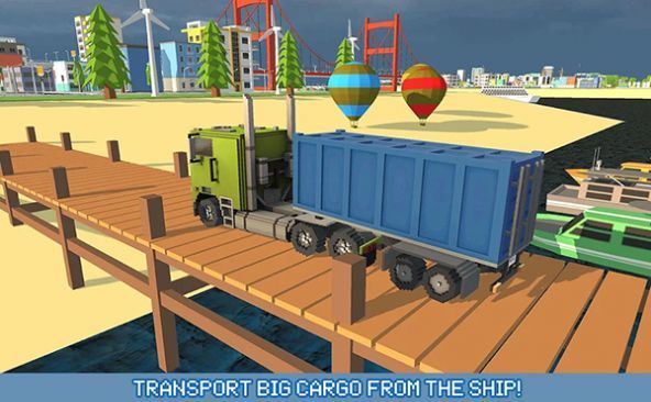 Blocky Truck Urban Transport（像素卡车城市运输）截图_1